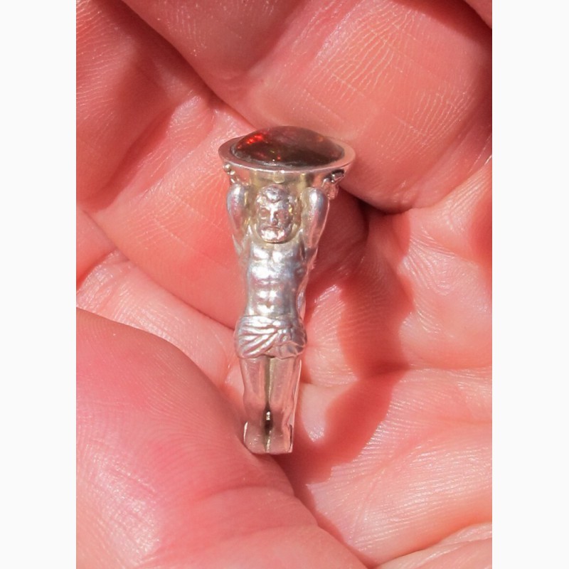 Фото 4. Серебряный перстень Атланты, серебро 925 проба, огненный агат, авторская работа