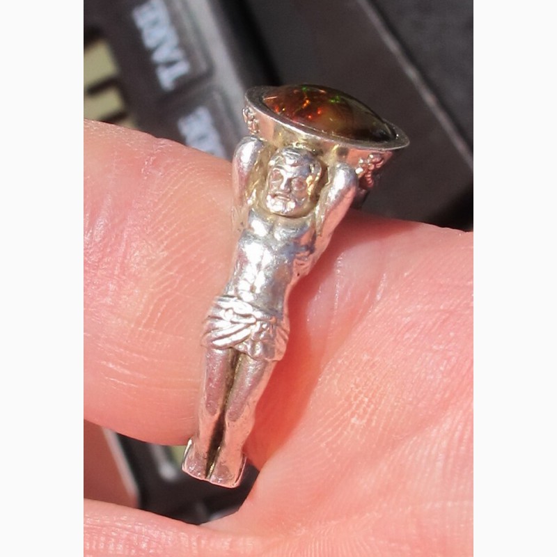 Фото 6. Серебряный перстень Атланты, серебро 925 проба, огненный агат, авторская работа