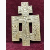 Старинный бронзовый крест Распятие