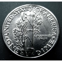 Редкий, серебряный дайм США 1942 года