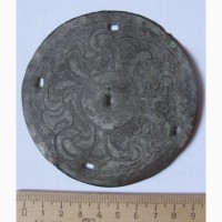 Китайский бронзовый нагрудный диск китайского воина, старинный
