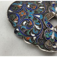 Продается Серебряная пряжка для пояса с эмалью по скани. Москва 1890-1908 гг