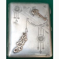 Серебряный портсигар, серебро 84 проба, царская Россия
