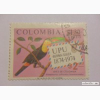 Марка Colombia 1874-1974 UPU птицы в Москве