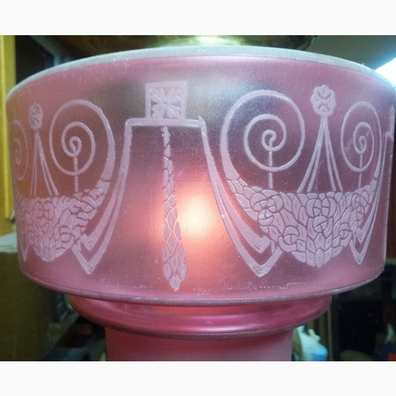 Фото 2. Люстра розовое стекло с травлением, модерн, Императорская Россия