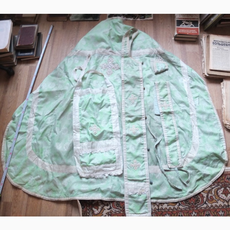 Фото 3. Риза священника зелёного цвета, комплект, старинная коллекционная