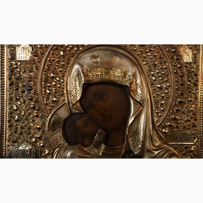 Фото 15. Старинный образ Пресвятой Богородицы «Владимирская» в серебряном окладе. Москва, 1896 г
