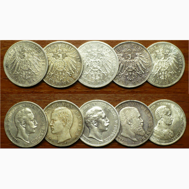 Фото 4. 21 серебряная монета Германской империи 1899-1914 г