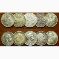 21 серебряная монета Германской империи 1899-1914 г