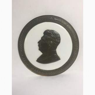 Барельеф И.В Сталин Бронза, эмаль СССР, монетный двор 12, 5 см