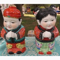 Китайские фарфоровые статуэтки Мальчик и Девочка, пара, фарфор Китай