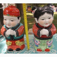 Китайские фарфоровые статуэтки Мальчик и Девочка, пара, фарфор Китай
