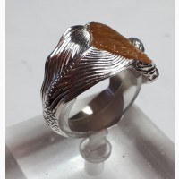 Серебряный перстень Русалка, серебро 925 проба, перламутр, авторская работа