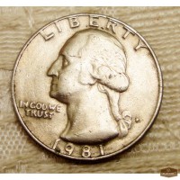 Liberty quarter dollar 1981 год перевёртыш