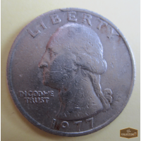 Монета перевертыш Liberty quarter dollar 1977 года