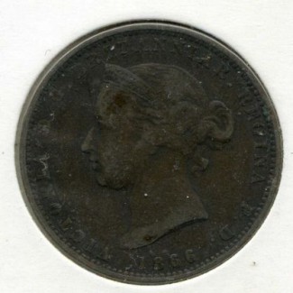 Монета редкая 1/13шиллинга 1866г островного государства Джерси