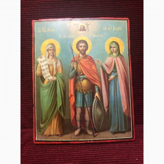 Старинная икона Св.Равноапостольные мученица Нина и Иоан воин