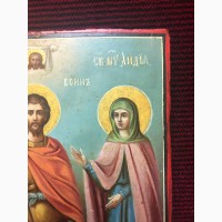 Старинная икона Св.Равноапостольные мученица Нина и Иоан воин