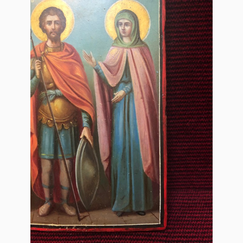 Фото 5. Старинная икона Св.Равноапостольные мученица Нина и Иоан воин