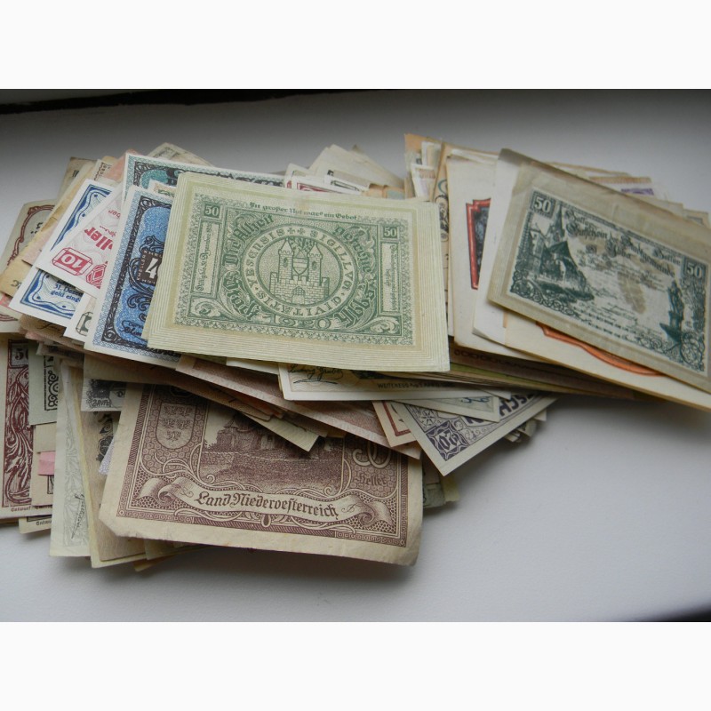 Фото 2. Старинные Нотгельды Австрии, 1000 банкнот без повторов