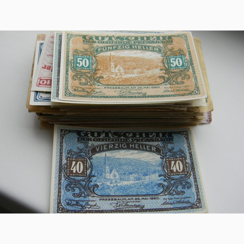 Фото 3. Старинные Нотгельды Австрии, 1000 банкнот без повторов