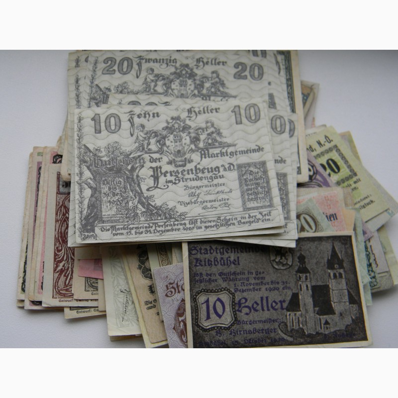 Фото 4. Старинные Нотгельды Австрии, 1000 банкнот без повторов