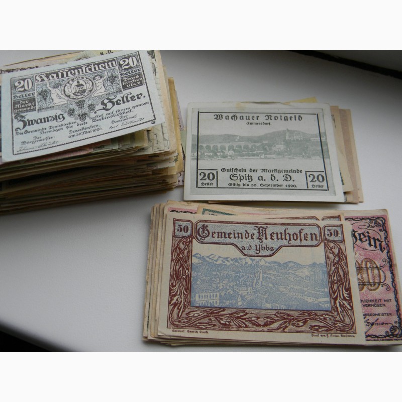 Фото 5. Старинные Нотгельды Австрии, 1000 банкнот без повторов