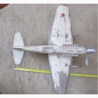 Детская игрушка самолет, дерево, ручная работа, 1950е годы