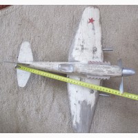 Детская игрушка самолет, дерево, ручная работа, 1950е годы