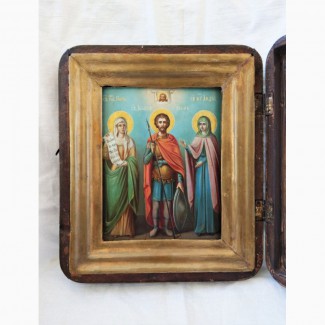 Продается Икона Св. рав. Нина, Св. Иоанн Воин, Св. му. Лидия. Конец XIX века