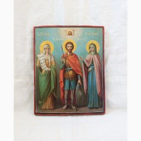 Продается Икона Св. рав. Нина, Св. Иоанн Воин, Св. му. Лидия. Конец XIX века