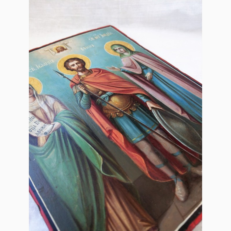 Фото 5. Продается Икона Св. рав. Нина, Св. Иоанн Воин, Св. му. Лидия. Конец XIX века