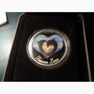 Монета Влюбленные дельфины 50 центов Тувалу 2013 г