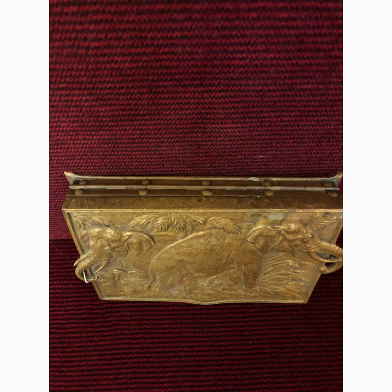 Фото 4. Старинная бронзовая подставка для настольного блокнота Слоны