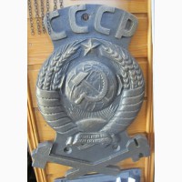 Плакета железнодорожная, герб СССР, сплав тяжелого металла