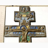Крест-распятие напрестольный большой, 6 цветов эмали, 19 век