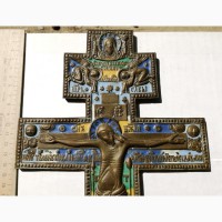 Крест-распятие напрестольный большой, 6 цветов эмали, 19 век