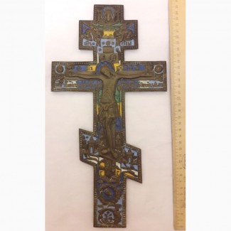 Крест напрестольный большой, многоцветные эмали, 19 век