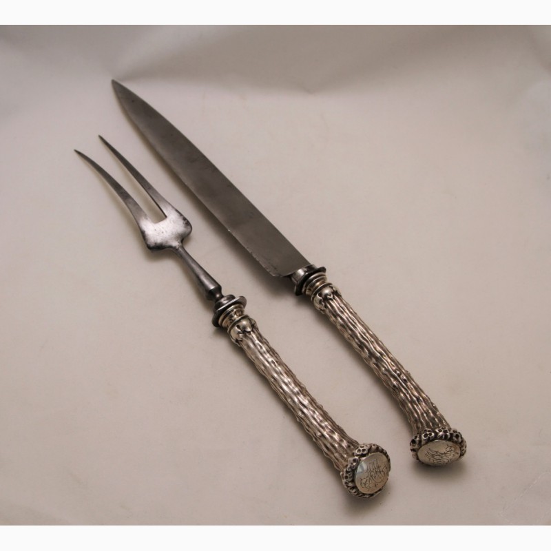 Фото 4. Продается Серебряный набор приборов для разделки дичи. Нож и вилка. Германия 1885 год