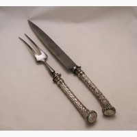 Продается Серебряный набор приборов для разделки дичи. Нож и вилка. Германия 1885 год