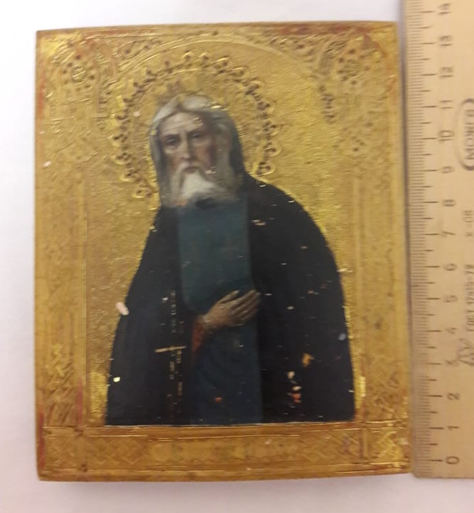Фото 4. Икона Серафим Саровский, на золоте, 19 век