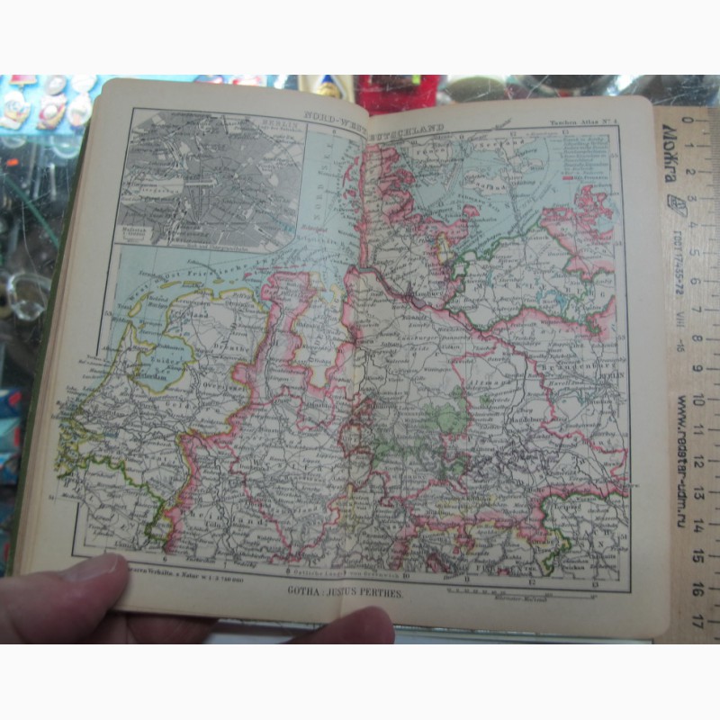 Фото 7. Карманный географический атлас, издательство Юстус Пертус, Гота, Германия, 1900 год