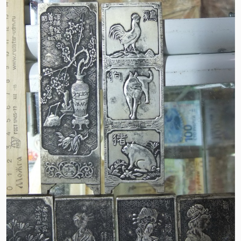 Фото 3. Серебряные пластины тханки 12 шт, начало 20 века