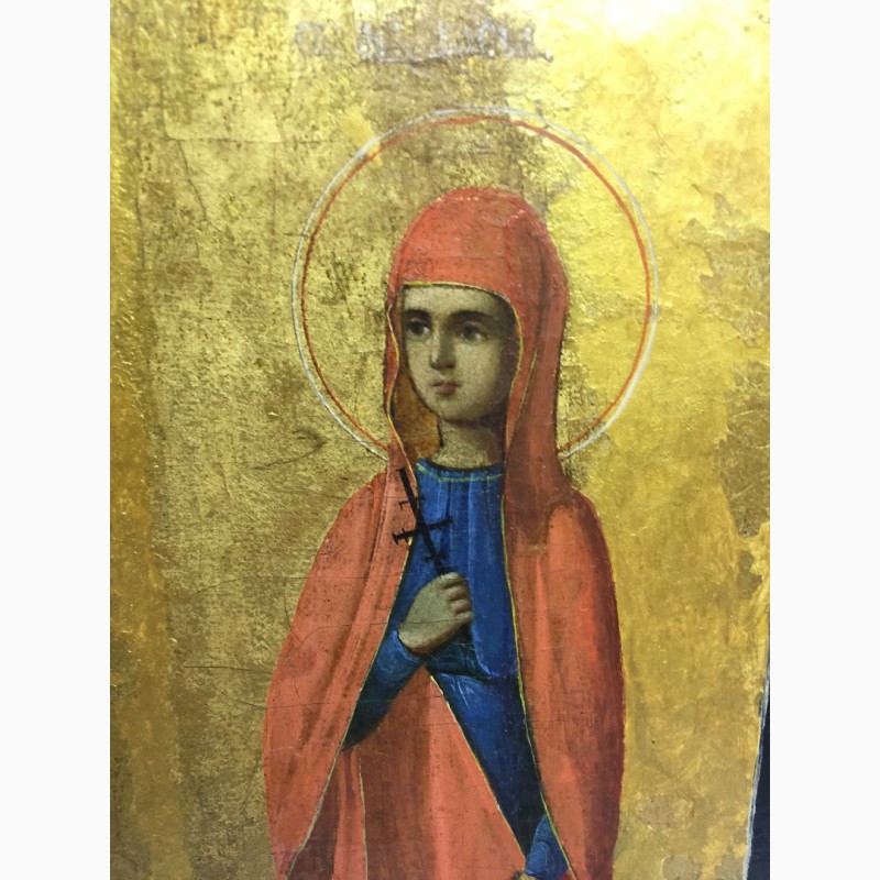 Фото 6. Икона Св.Иоанн Предтеча и Св.Муч.Васса Афон 19 век. (Подписная)