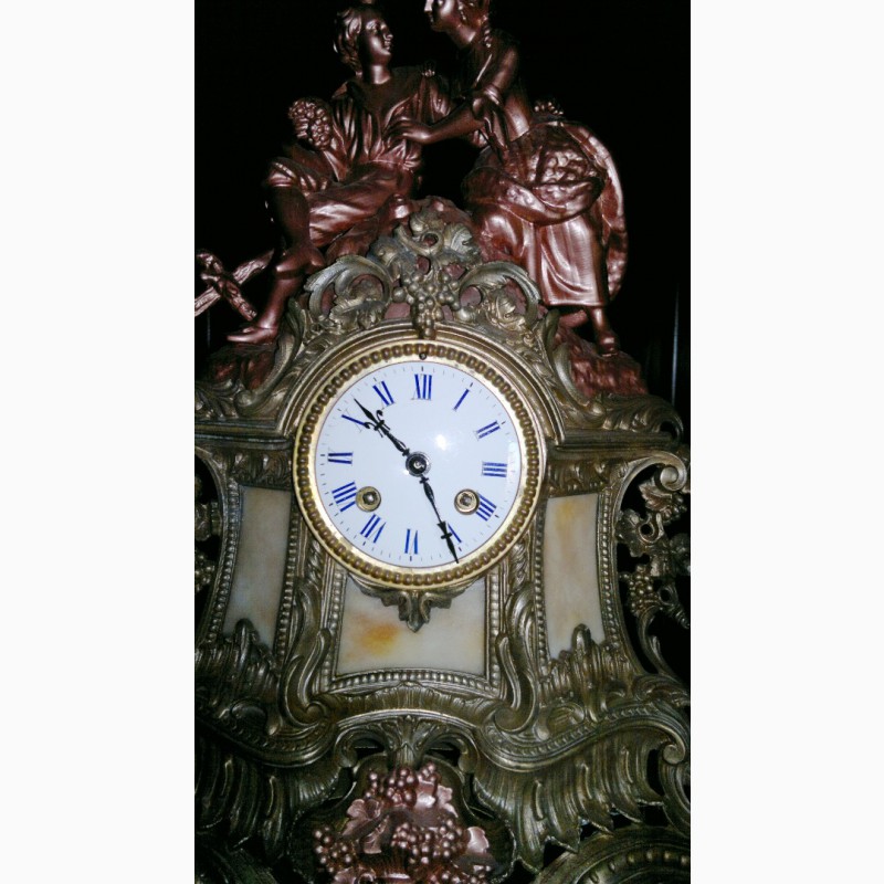 Фото 2. Бронзовые каминные часы, Франция, 19 век