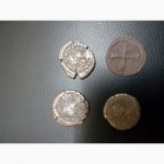 Античная монета Херсонеса. Император Лев 1 - голова воина, реверс геометрическое письмо