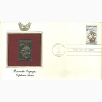 Продаю конверт Первый день гашения США, марка на золой фольге Roanoke Voyages 1984 г