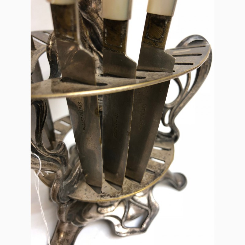 Фото 2. Старинный набор ножей (6шт) на подставке Модерн Фраже