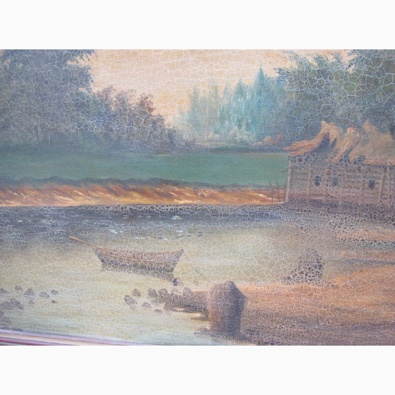 Фото 3. Картина Рыбачок, холст, масло, царская Россия, 19 век