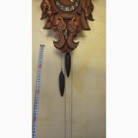 Часы деревянные охотничьи, с кукушкой, ручная резьба по дереву
